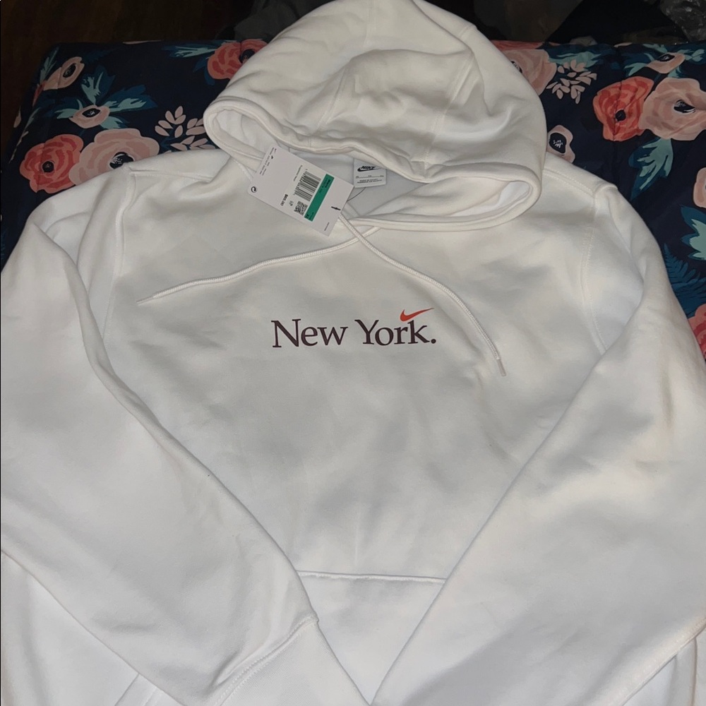 Nike White Hoodie with New York Text
